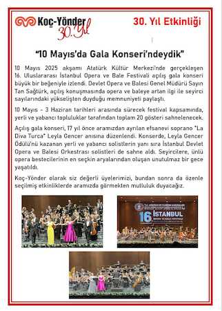10 Mayıs’da Gala Konseri’ndeydik