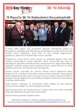 13 Mayıs’ta 30. Yıl Kokteylimizi Gerçekleştirdik