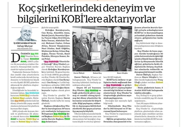 Vahap Munyar'ın Ekonomim Gazete'sindeki "Koç şirketlerindeki deneyim ve bilgilerini KOBİ’lere aktarıyorlar" başlıklı yazısı
