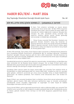 Koç-Yönder Haber Bülteni Mart 2026