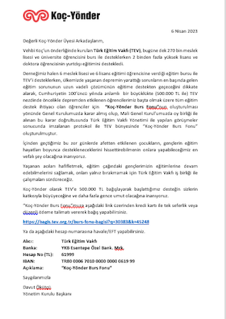 Türk Eğitim Vakfı (TEV) Bağış