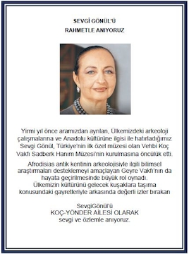 Sevgi Gönül'ü özlem ve rahmetle anıyoruz.